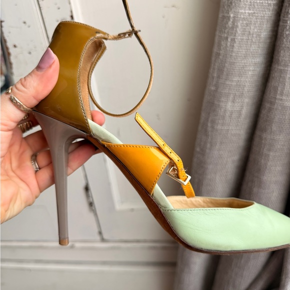 Jimmy Choo Mint and Orange Heels with Yellow Accents - Picture 4 of 5
